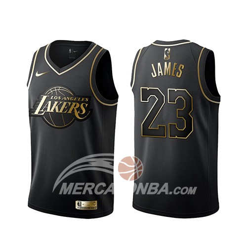 Maglia Golden Edition Los Angeles Lakers Lebron James Nero